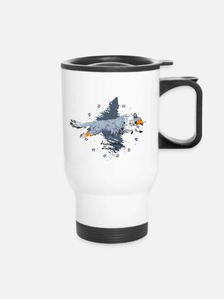 Aussie, blue merle - Thermobecher mit Tragegriff - Weiß