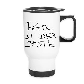 papa ist der beste - Thermobecher mit Tragegriff - Weiß - Vorne