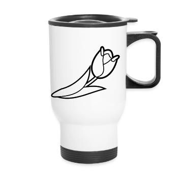 Blumen: Tulpe - Thermal mug with handle - white - Front
