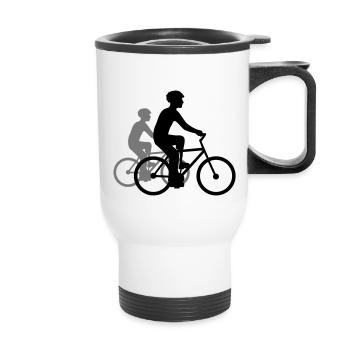 3 amici team sport crew gara ciclisti - Tazza termica con manico per il trasporto - bianco - Fronte