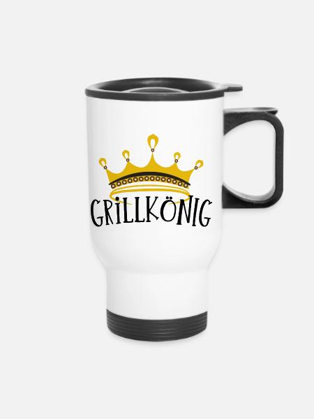 Grillkönig - Thermobecher mit Tragegriff - Weiß