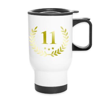 11 Number wreath - Thermal mug with handle - white - Front