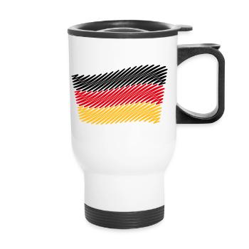 Deutschlandflagge / Bundesflagge (Skizze) - Thermobecher mit Tragegriff - Weiß - Vorne