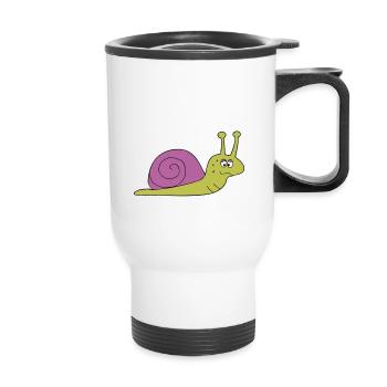 Lustiger Fitness-Spruch Schnecke - Thermobecher mit Tragegriff - Weiß - Vorne