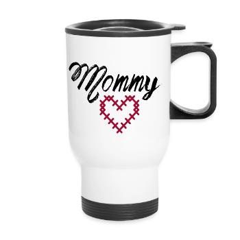 Schwangerschaft Babyparty Babyshower Boy Girl - Thermobecher mit Tragegriff - Weiß - Vorne