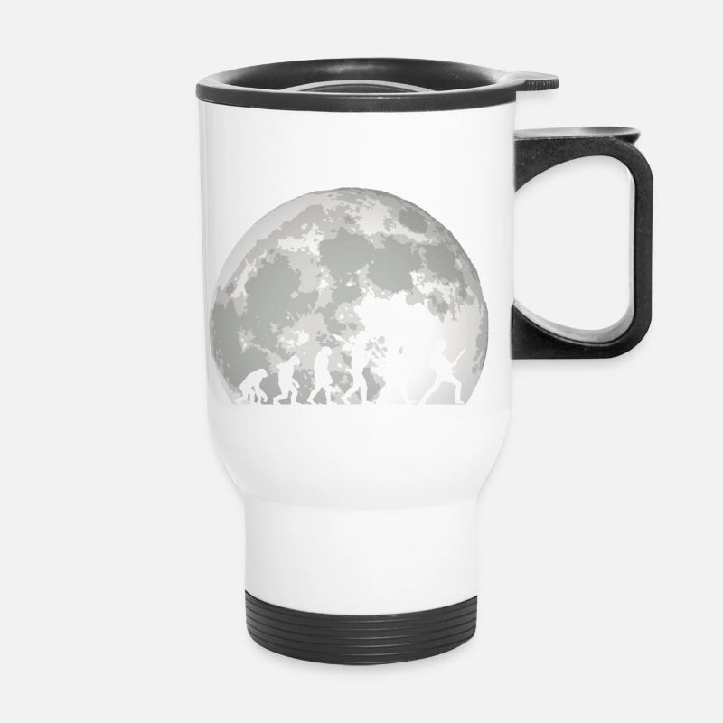 Human Evolution Guitar Band Moon Vintage Guitariste - Tasse isotherme avec poignée - blanc