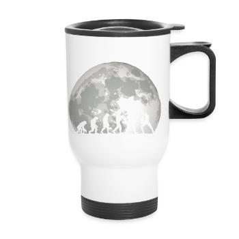 Human Evolution Guitar Band Moon Vintage Guitariste - Tasse isotherme avec poignée - blanc - Devant