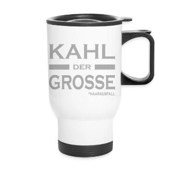 Kahl der Grosse - Haare-Glatze-lustige Sprüche V1 - Thermobecher mit Tragegriff - Weiß - Vorne