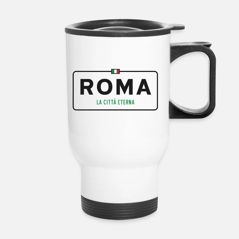 Signe de nom de lieu de Rome - Tasse isotherme avec poignée - blanc