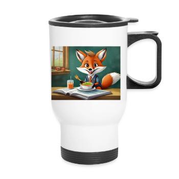 mignon petit renard démon vie quotidienne - déjeuner - Tasse isotherme avec poignée - blanc - Devant