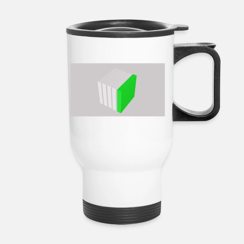 Splitting cube green - Thermal mug with handle - white