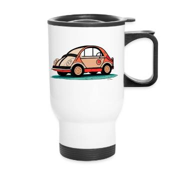 Pink Car - Thermal mug with handle - white - Front