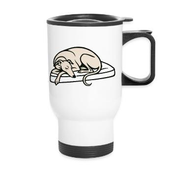 Galgo sleeping - Thermal mug with handle - white - Front