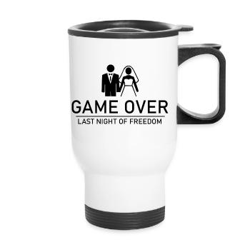 Partie terminée – Dernière nuit de liberté Hochzeit JGA - Tasse isotherme avec poignée - blanc - Devant