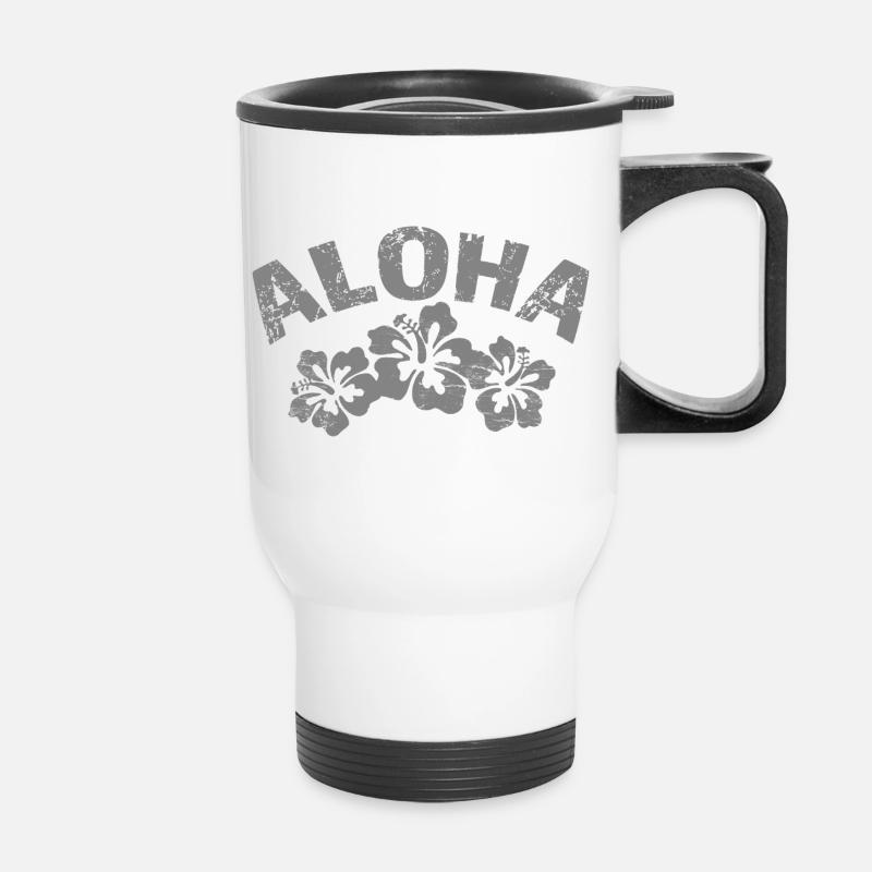 Aloha Hibiscus Tropical Design - Thermal mug with handle - white