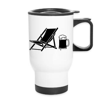 Deck Chair Beer Holiday Icon - Thermal mug with handle - white - Front
