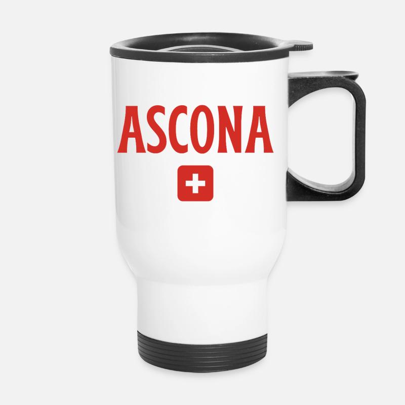 Ascona Switzerland Flag - Thermal mug with handle - white