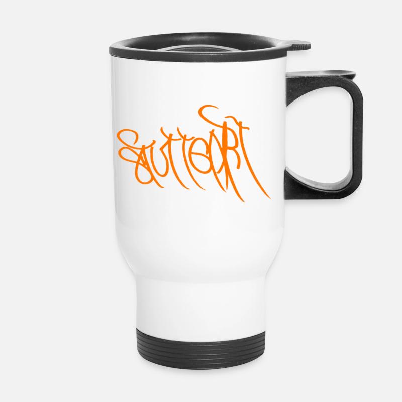 Graffiti Orange Handlettering Stuttgart - Thermobecher mit Tragegriff - Weiß