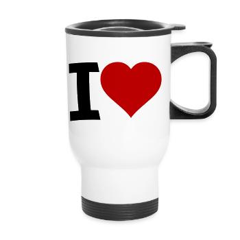 I Love - Thermobecher mit Tragegriff - Weiß - Vorne