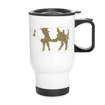 Cow Silhouette Farm Grunge Style - Thermal mug with handle - white - Front