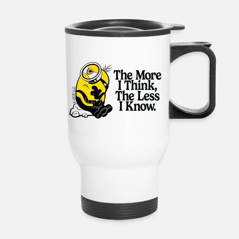 Minions Denkender Minon Mit Spruch - Thermobecher mit Tragegriff - Weiß
