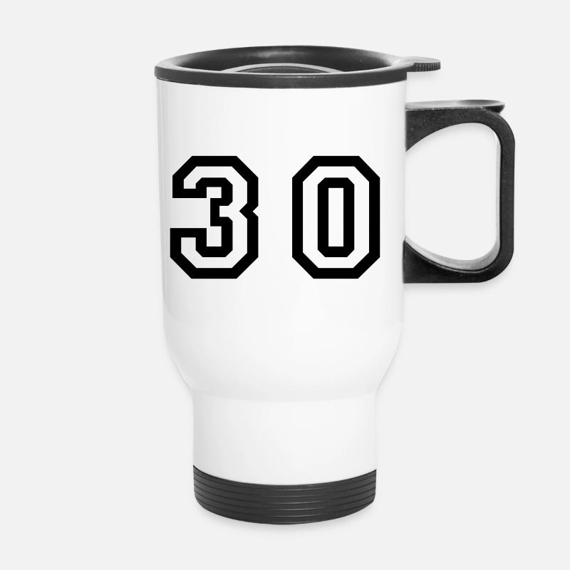 Number - 30 - Thirty - Thermal mug with handle - white