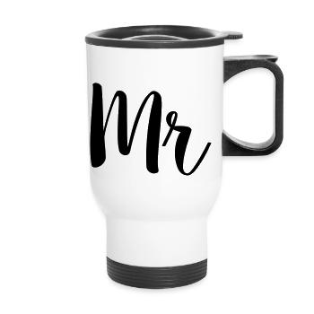 mr simple - Thermal mug with handle - white - Front