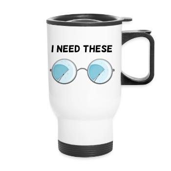 Ich brauche diese Brille! - Thermobecher mit Tragegriff - Weiß - Vorne