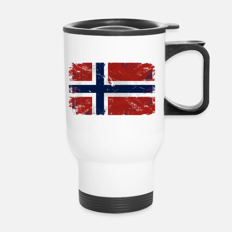 Norway Vintage Flag - Thermobecher mit Tragegriff - Weiß