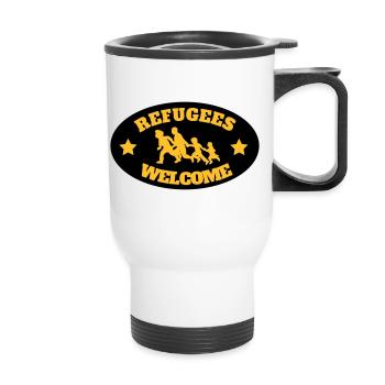 Refugees Welcome Redesign - NEW - Sticker - Thermal mug with handle - white - Front
