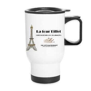 La tour Eiffel, entièrement faites en allumettes - Tasse isotherme avec poignée - blanc - Devant