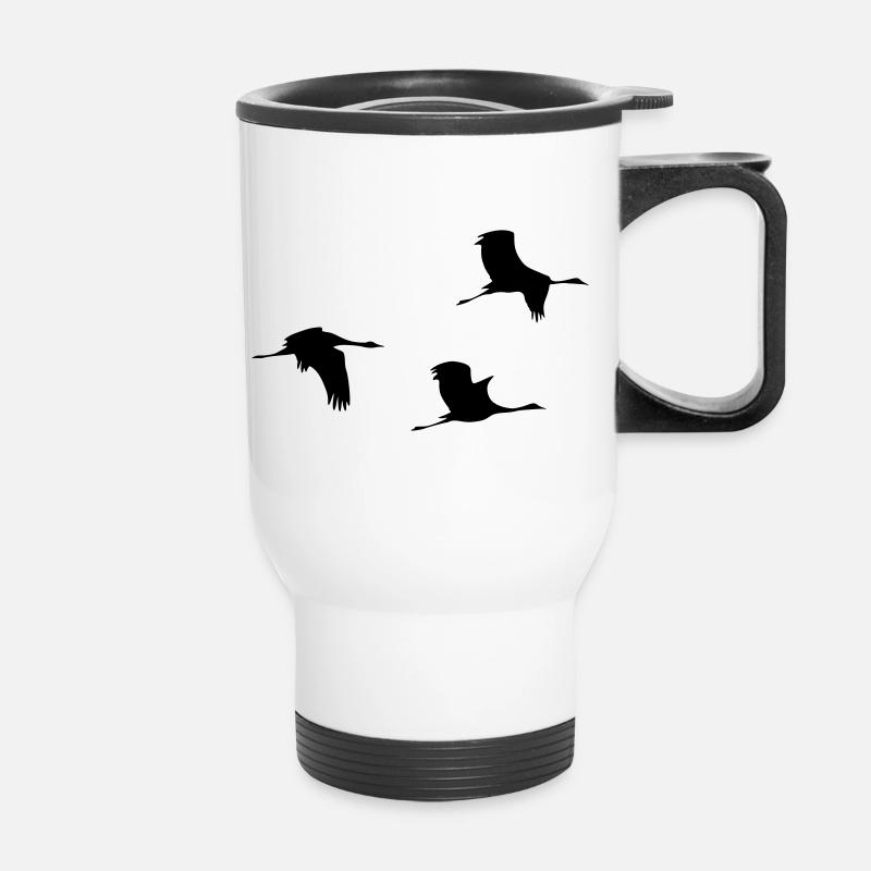 Flying Cranes Vector - Thermal mug with handle - white