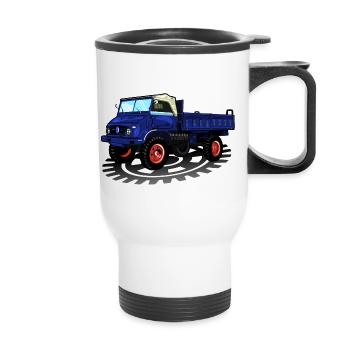 Unimog - Oldtimer - Offroad - Dispositif moteur universel - Tasse isotherme avec poignée - blanc - Devant