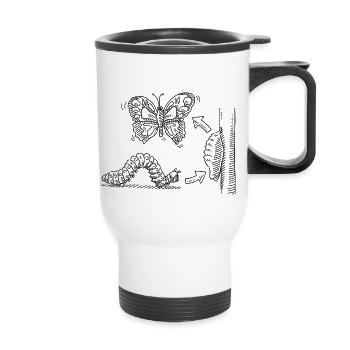 Métamorphose Chenille Pupe Papillon - Tasse isotherme avec poignée - blanc - Devant