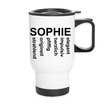 Sophie - Ein ganz spezielles Design nur für Sophie - Thermobecher mit Tragegriff - Weiß - Vorne