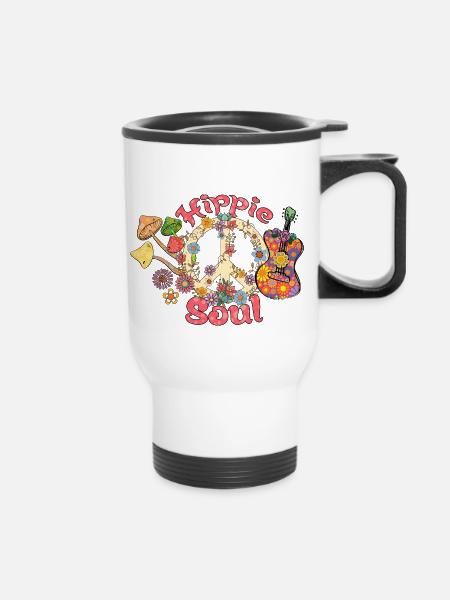 Hippie Soul Design - Thermobecher mit Tragegriff - Weiß