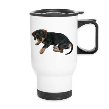 Cute puppy dog - Thermal mug with handle - white - Front