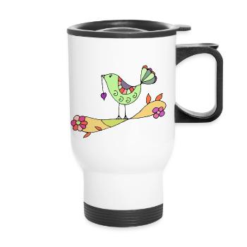 Oiseau - Tasse isotherme avec poignée - blanc - Devant
