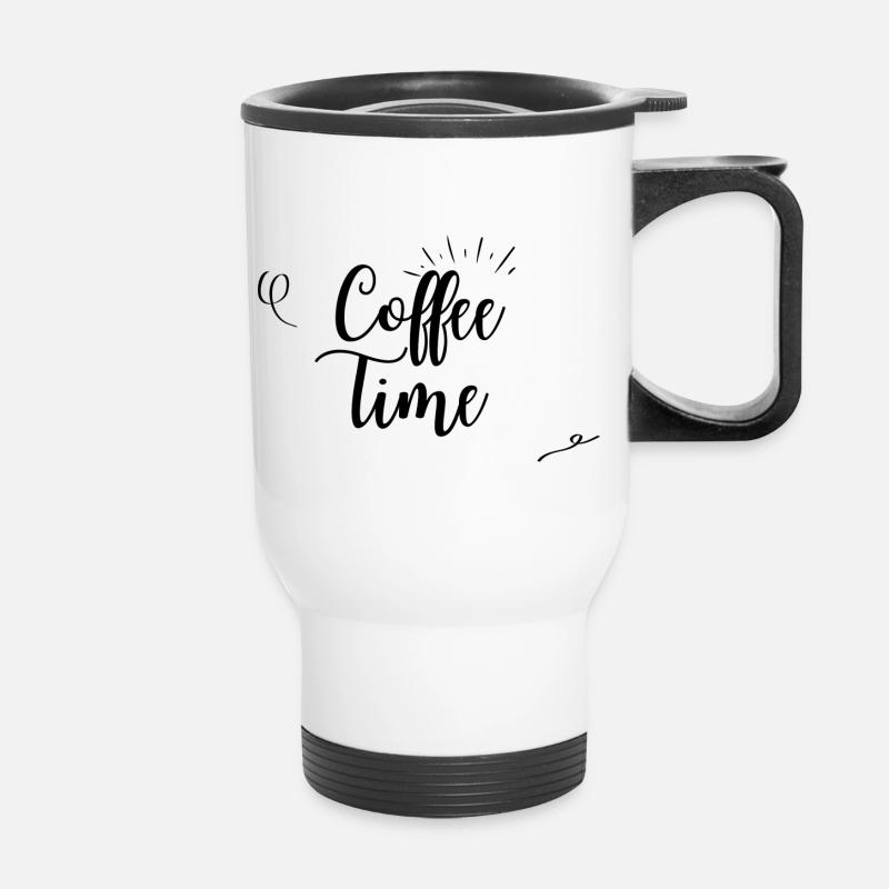 Coffee time Brown Design - Thermal mug with handle - white
