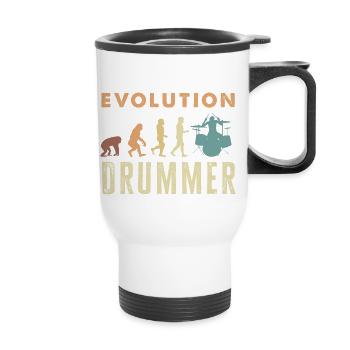 Evolution of man Drums Band Retro Vintage Drummer - Thermobecher mit Tragegriff - Weiß - Vorne
