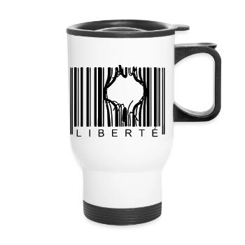 LIBERTE CODE BARRE - Tasse isotherme avec poignée - blanc - Devant