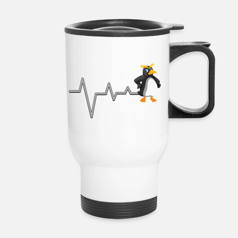 Penguin Heartbeat Fun - Thermal mug with handle - white