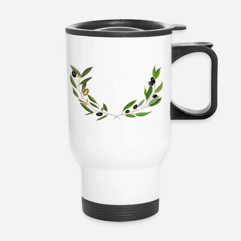 Olive branches Marseille handmade - Thermal mug with handle - white