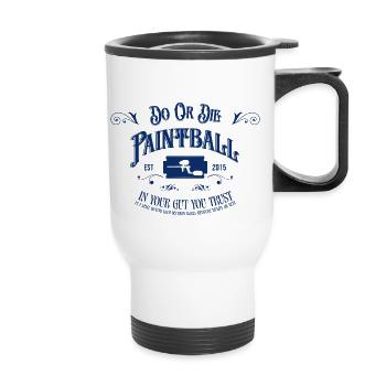 Do or Die Paintball Zitat Vintage Ästhetik Logo - Thermobecher mit Tragegriff - Weiß - Vorne