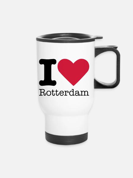 I Love Rotterdam - Thermobecher mit Tragegriff - Weiß