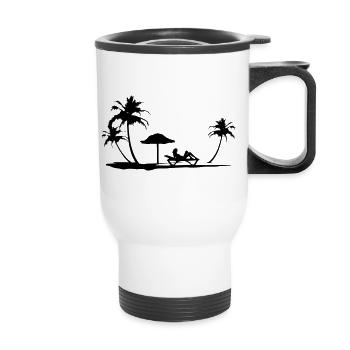 Beach - Thermal mug with handle - white - Front