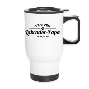 Labrador-Papa Wunschname - Thermobecher mit Tragegriff - Weiß - Vorne