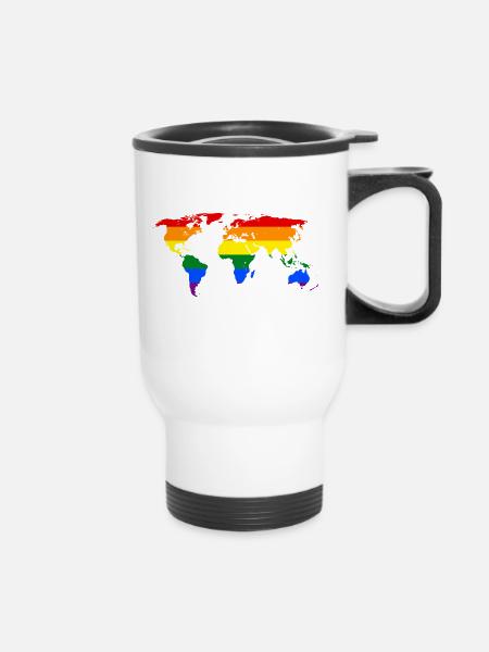 rainbow-world-map - Thermobecher mit Tragegriff - Weiß