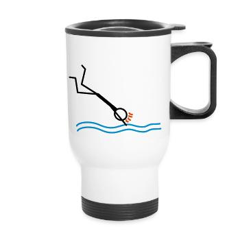 springen / schwimmen - Thermobecher mit Tragegriff - Weiß - Vorne
