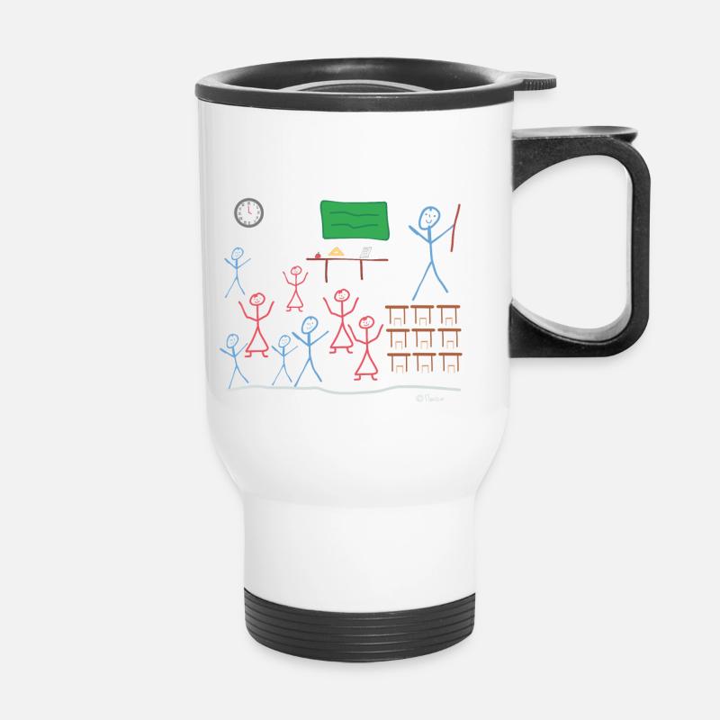 School class stick figure, teacher student seminar - Thermal mug with handle - white